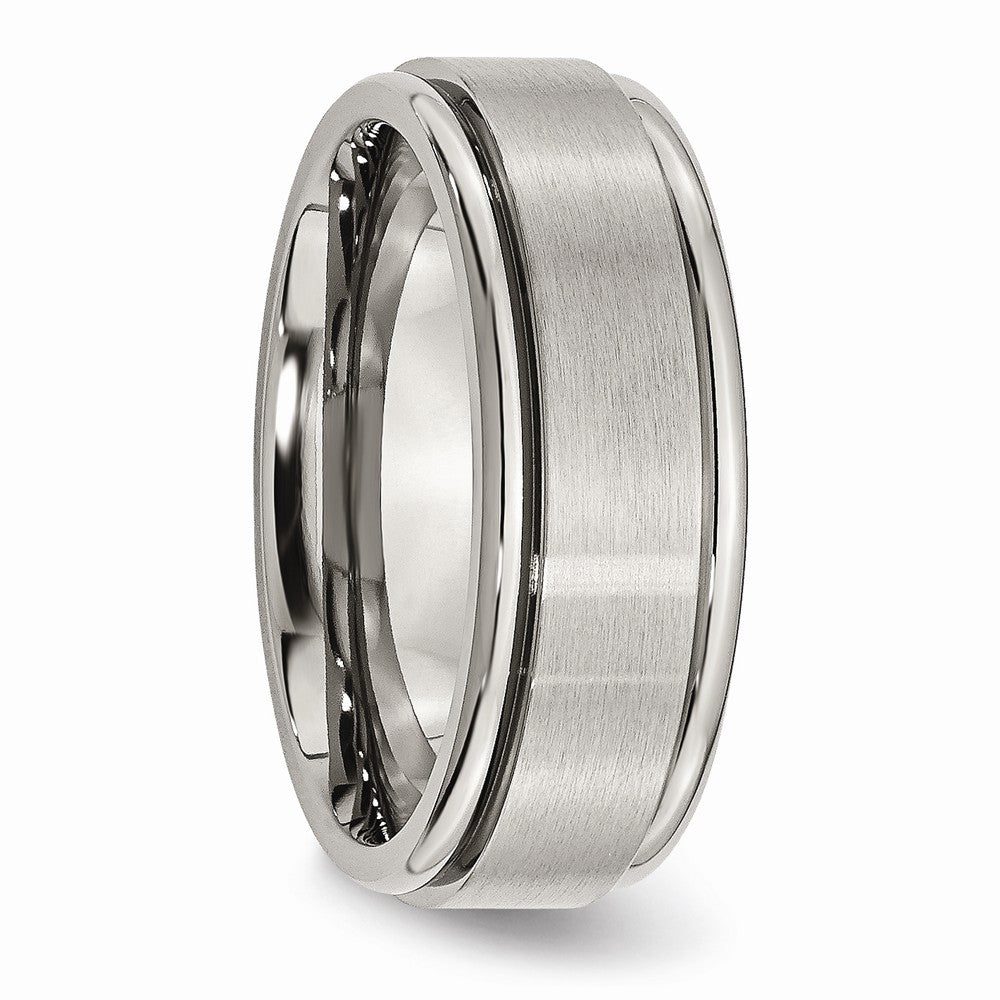Chisel Titanium Ridged Edge 8mm Brushed And Polished Wedding Band