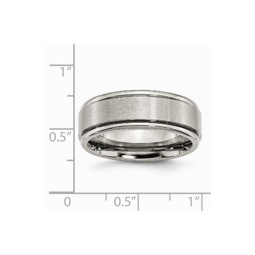 Chisel Titanium Ridged Edge 8mm Brushed And Polished Wedding Band