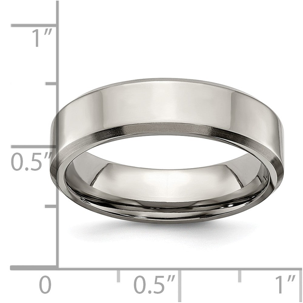 Chisel Titanium Beveled Edge 6mm Brushed And Polished Wedding Band