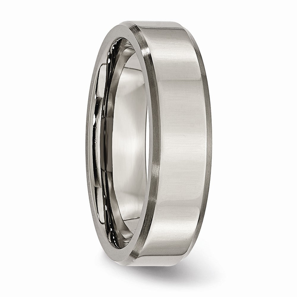 Chisel Titanium Beveled Edge 6mm Brushed And Polished Wedding Band