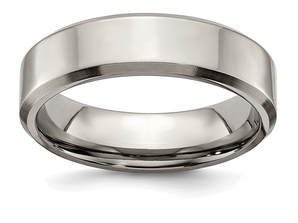 Chisel Titanium Beveled Edge 6mm Brushed And Polished Wedding Band
