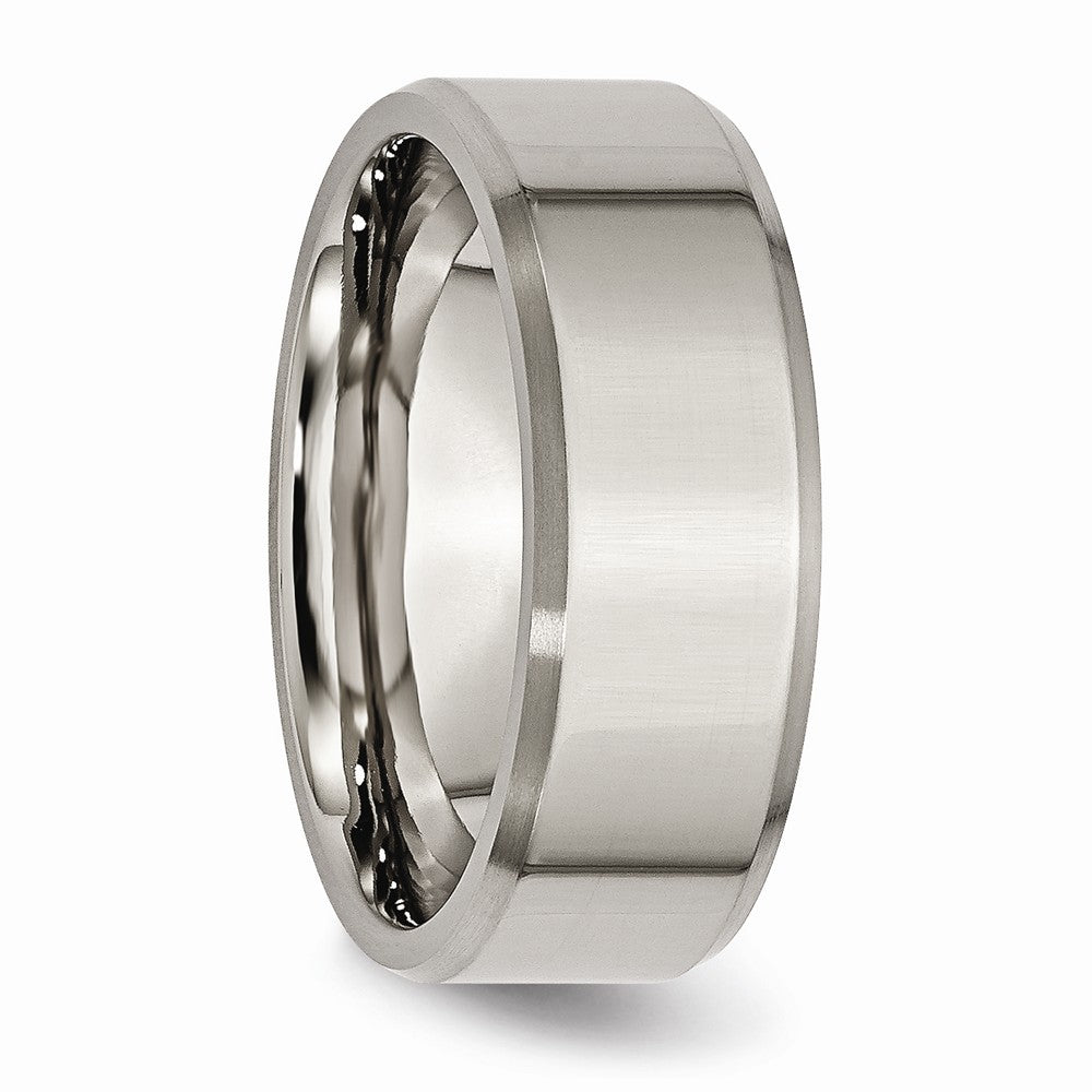 Chisel Titanium Beveled Edge 8mm Brushed And Polished Wedding Band