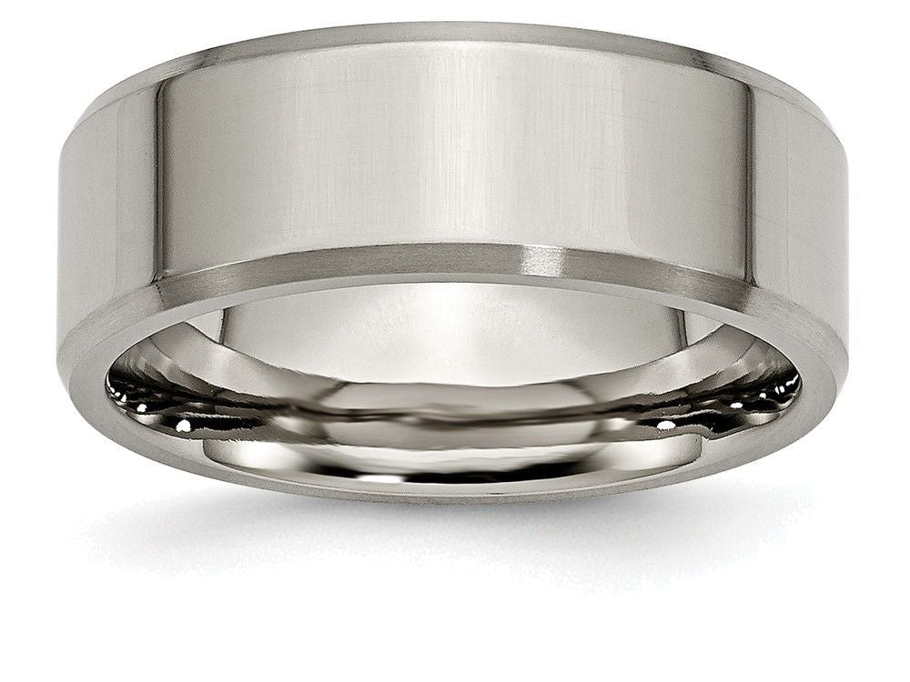 Chisel Titanium Beveled Edge 8mm Brushed And Polished Wedding Band