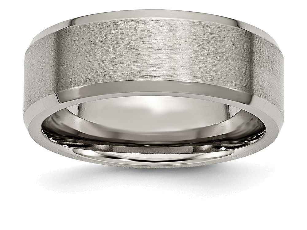 Chisel Titanium Beveled Edge 8mm Brushed And Polished Wedding Band