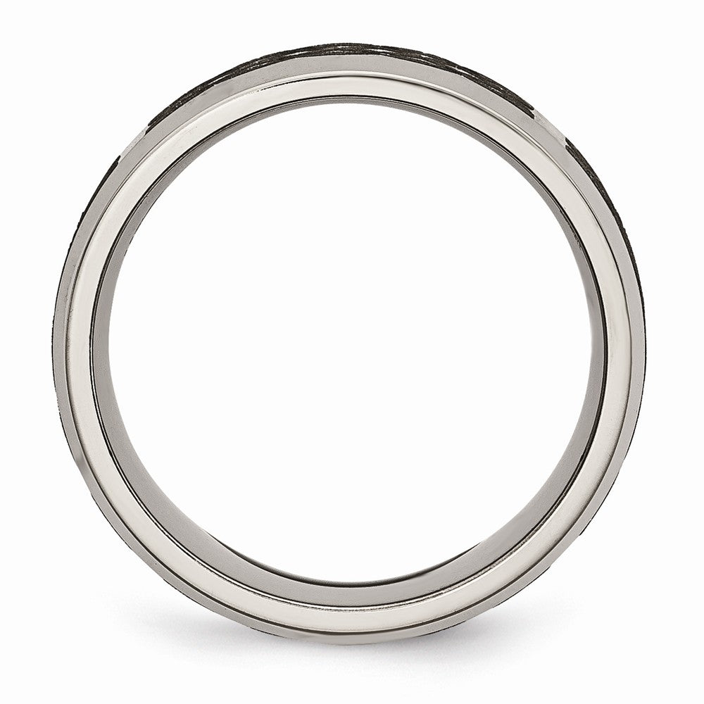 Chisel Titanium Beveled Edge 8mm Laser Design Brushed and Polished Wedding Band