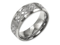 Chisel Titanium Beveled Edge 8mm Laser Design Brushed and Polished Wedding Band