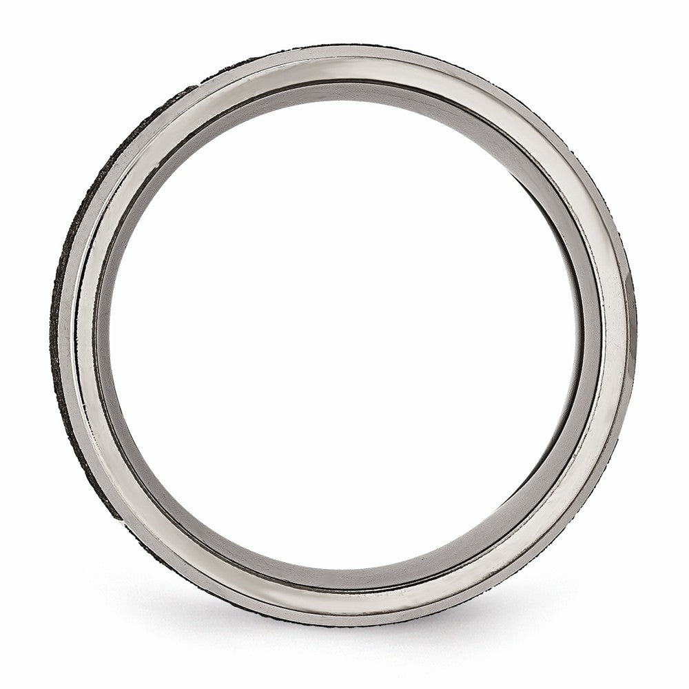 Chisel Titanium Beveled Edge 8mm Laser Design Brushed and Polished Wedding Band