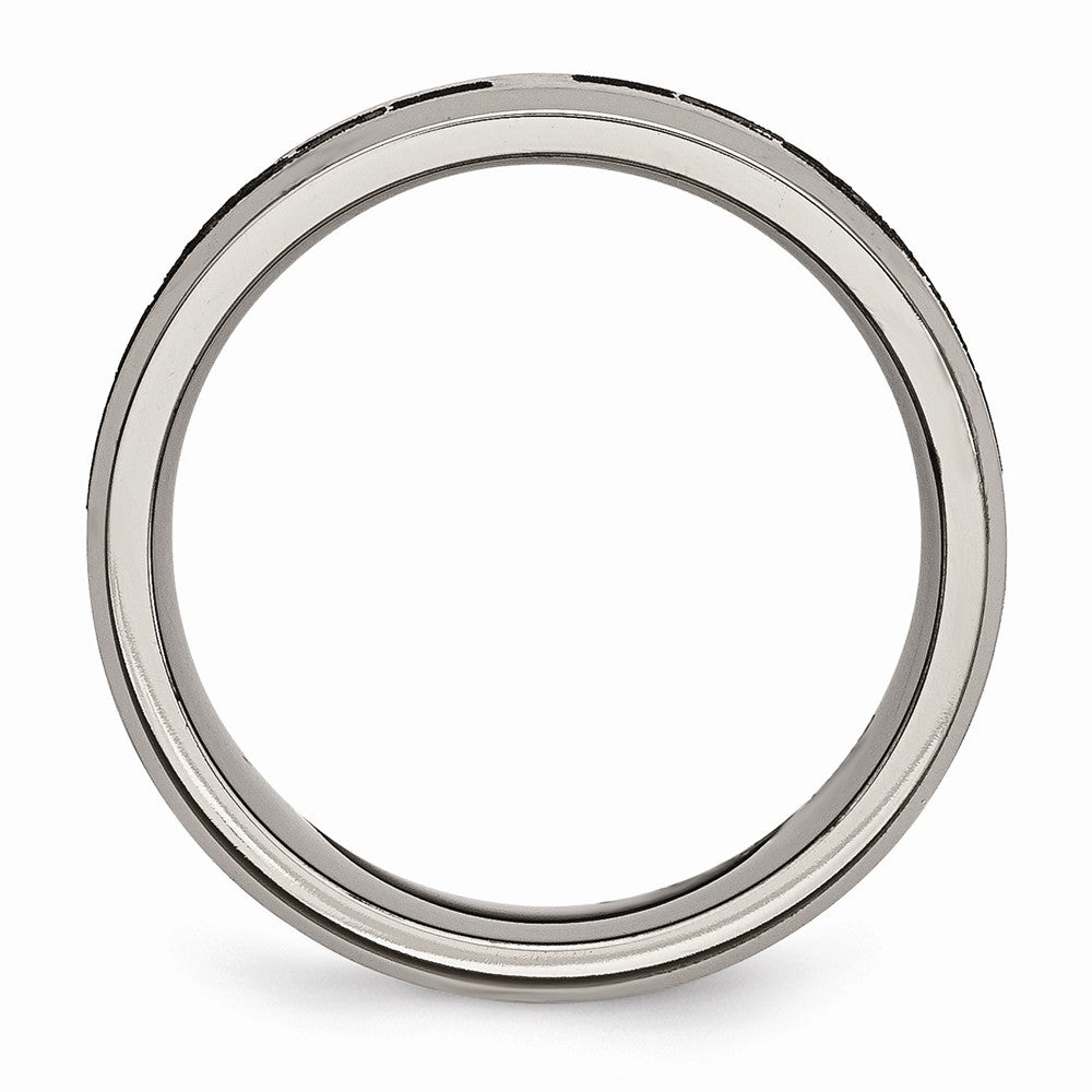Chisel Titanium Beveled Edge 8mm Laser Design Brushed and Polished Wedding Band
