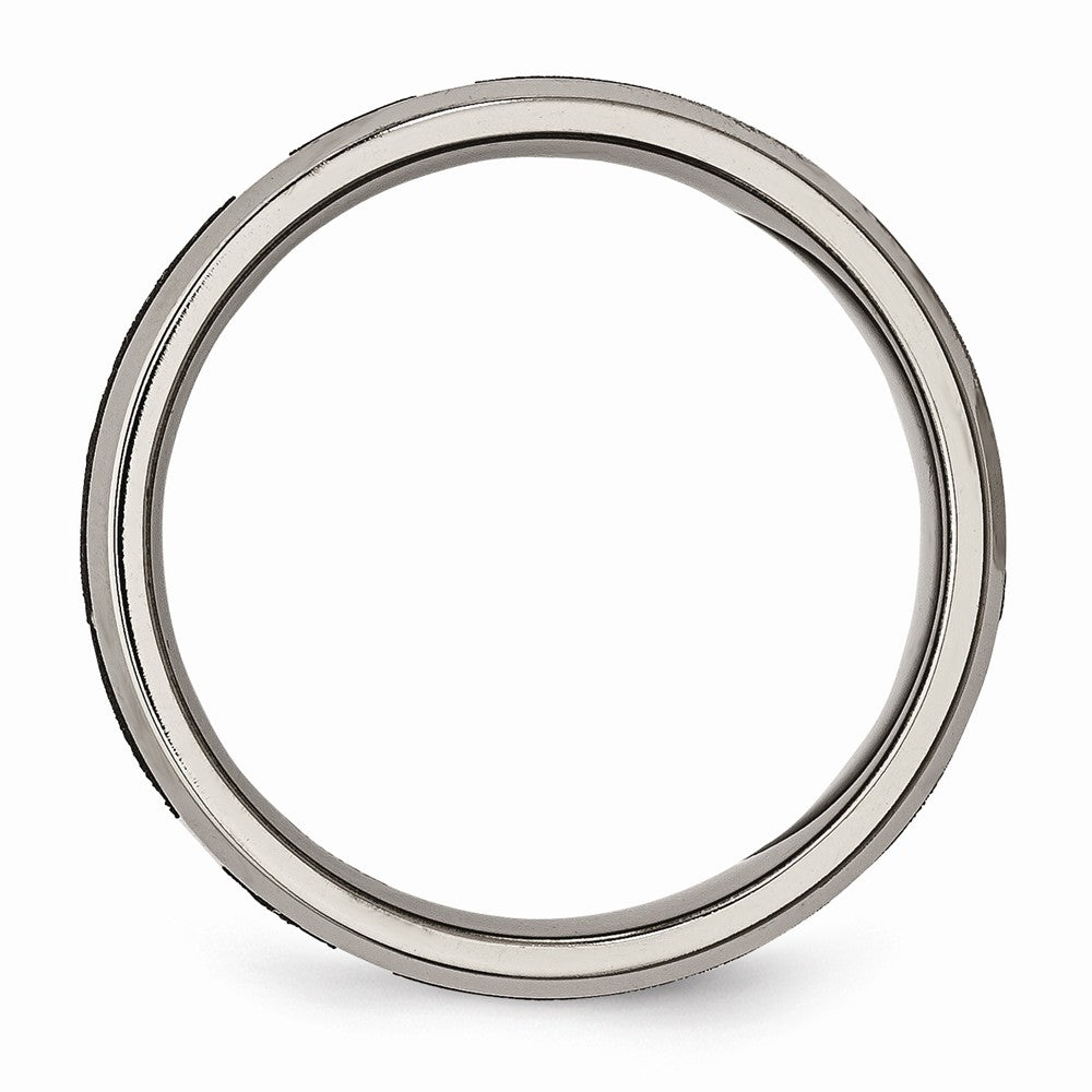 Chisel Titanium Beveled Edge 8mm Laser Design Brushed and Polished Wedding Band