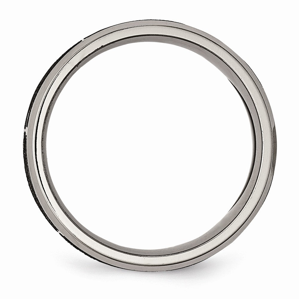 Chisel Titanium Beveled Edge 8mm Laser Design Brushed and Polished Wedding Band