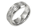 Chisel Titanium Beveled Edge 8mm Laser Design Brushed and Polished Wedding Band