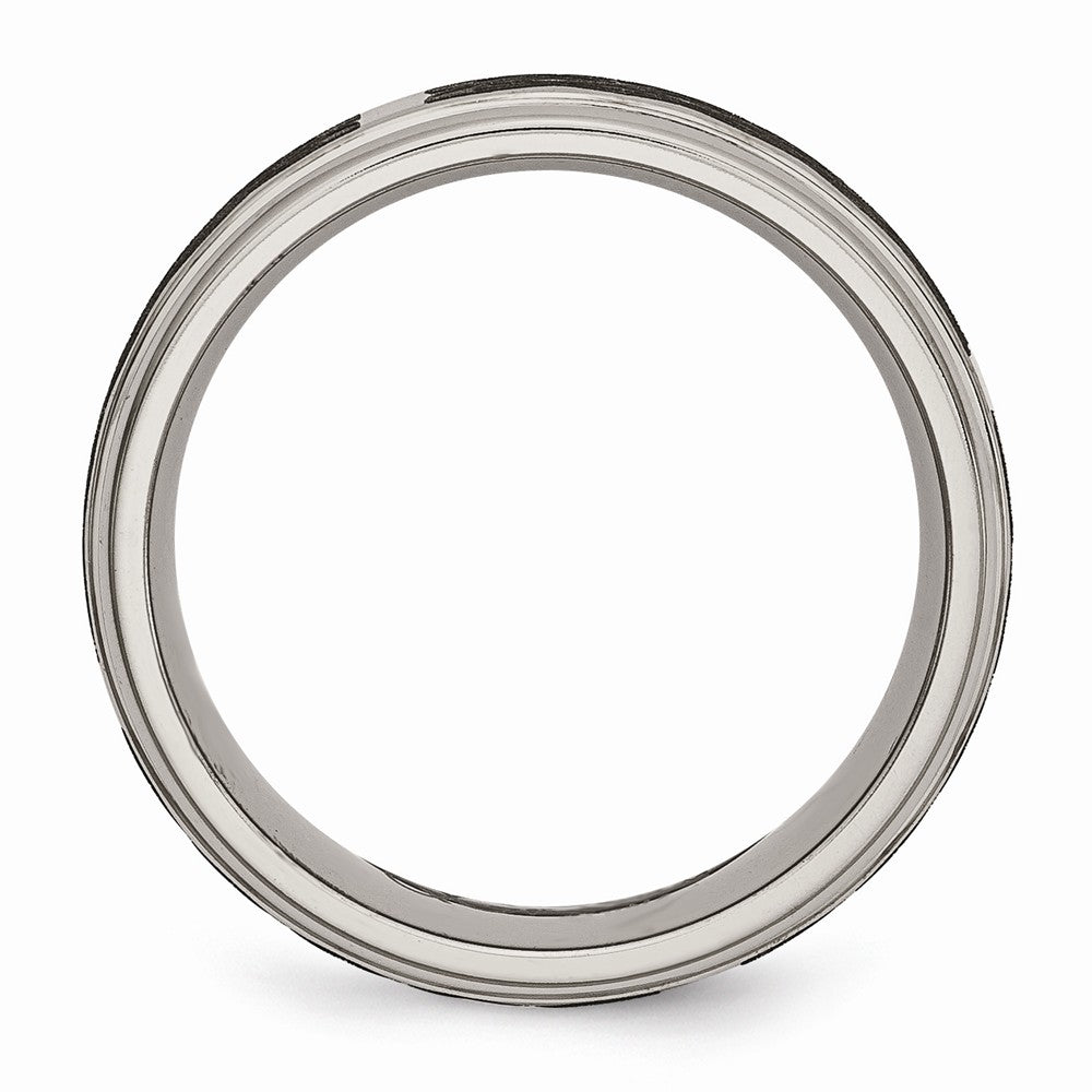 Chisel Titanium Ridged Edge 8mm Laser Design Brushed and Polished Wedding Band