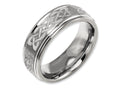 Chisel Titanium Ridged Edge 8mm Laser Design Brushed and Polished Wedding Band