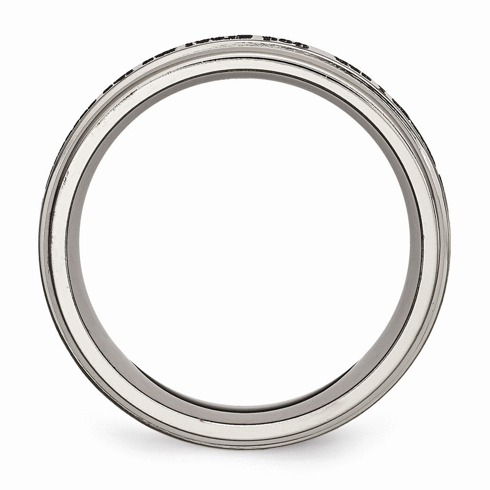 Chisel Titanium Ridged Edge 8mm Laser Design Brushed and Polished Wedding Band