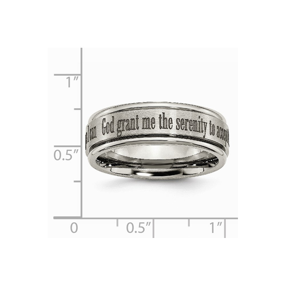 Chisel Titanium Ridged Edge 8mm Laser Design Brushed and Polished Wedding Band