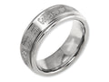Chisel Titanium Ridged Edge 8mm Laser Design Brushed and Polished Wedding Band
