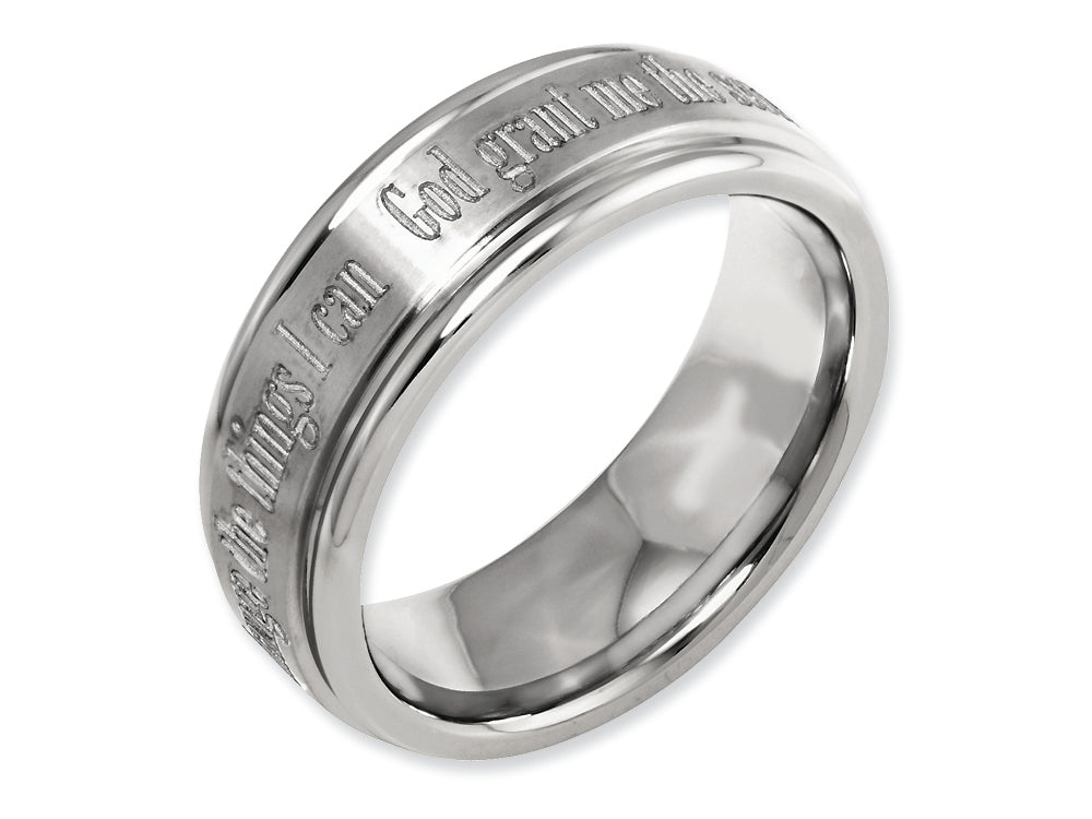 Chisel Titanium Ridged Edge 8mm Laser Design Brushed and Polished Wedding Band