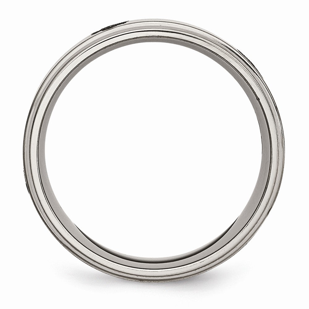 Chisel Titanium Ridged Edge 8mm Laser Design Brushed and Polished Wedding Band