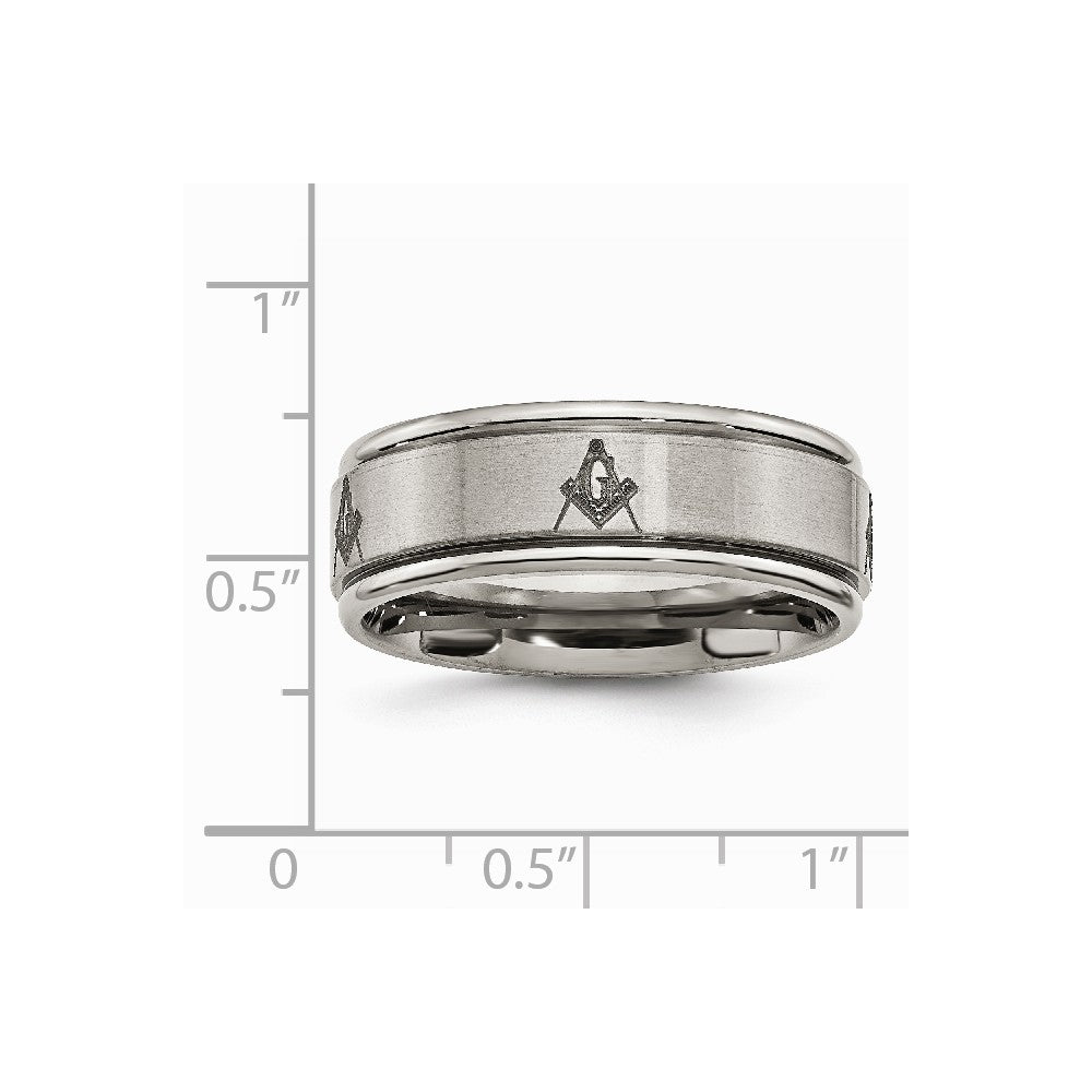 Chisel Titanium Ridged Edge 8mm Laser Design Brushed and Polished Wedding Band