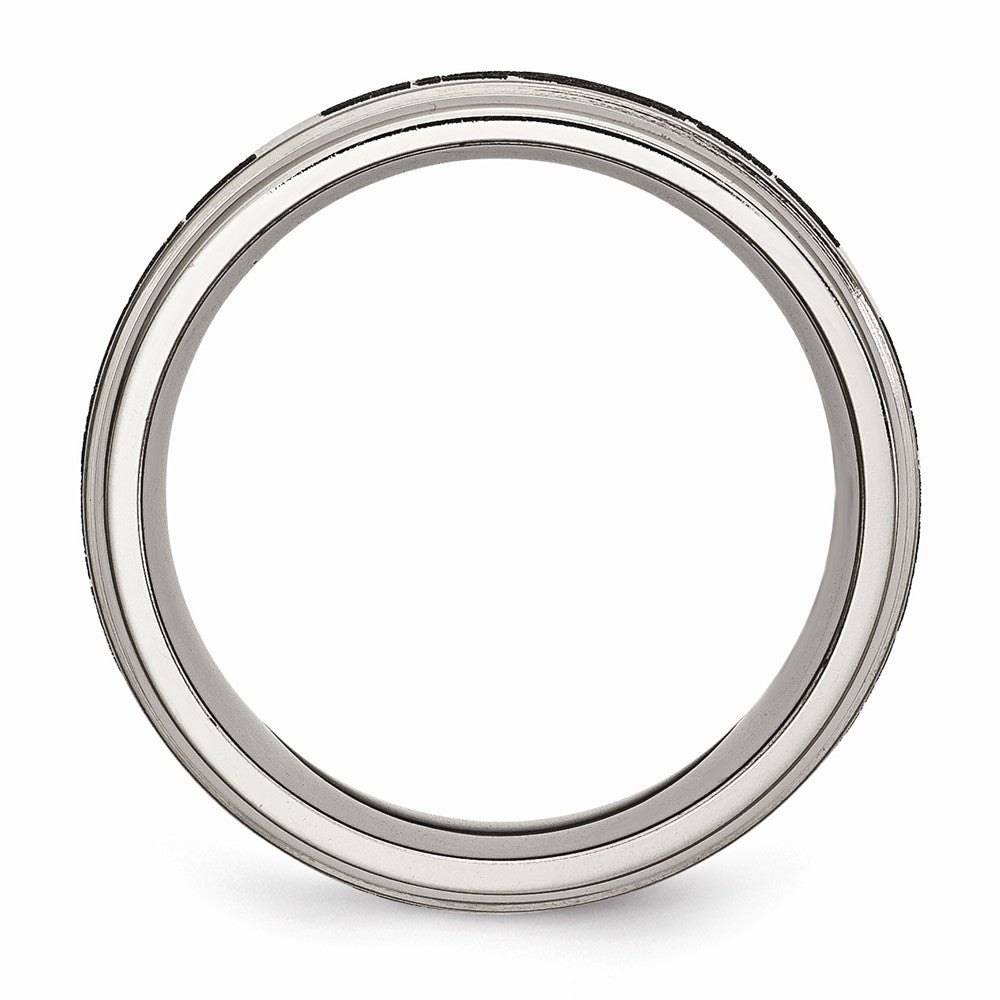 Chisel Titanium Ridged Edge 8mm Laser Design Brushed and Polished Wedding Band