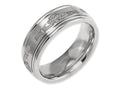 Chisel Titanium Ridged Edge 8mm Laser Design Brushed and Polished Wedding Band