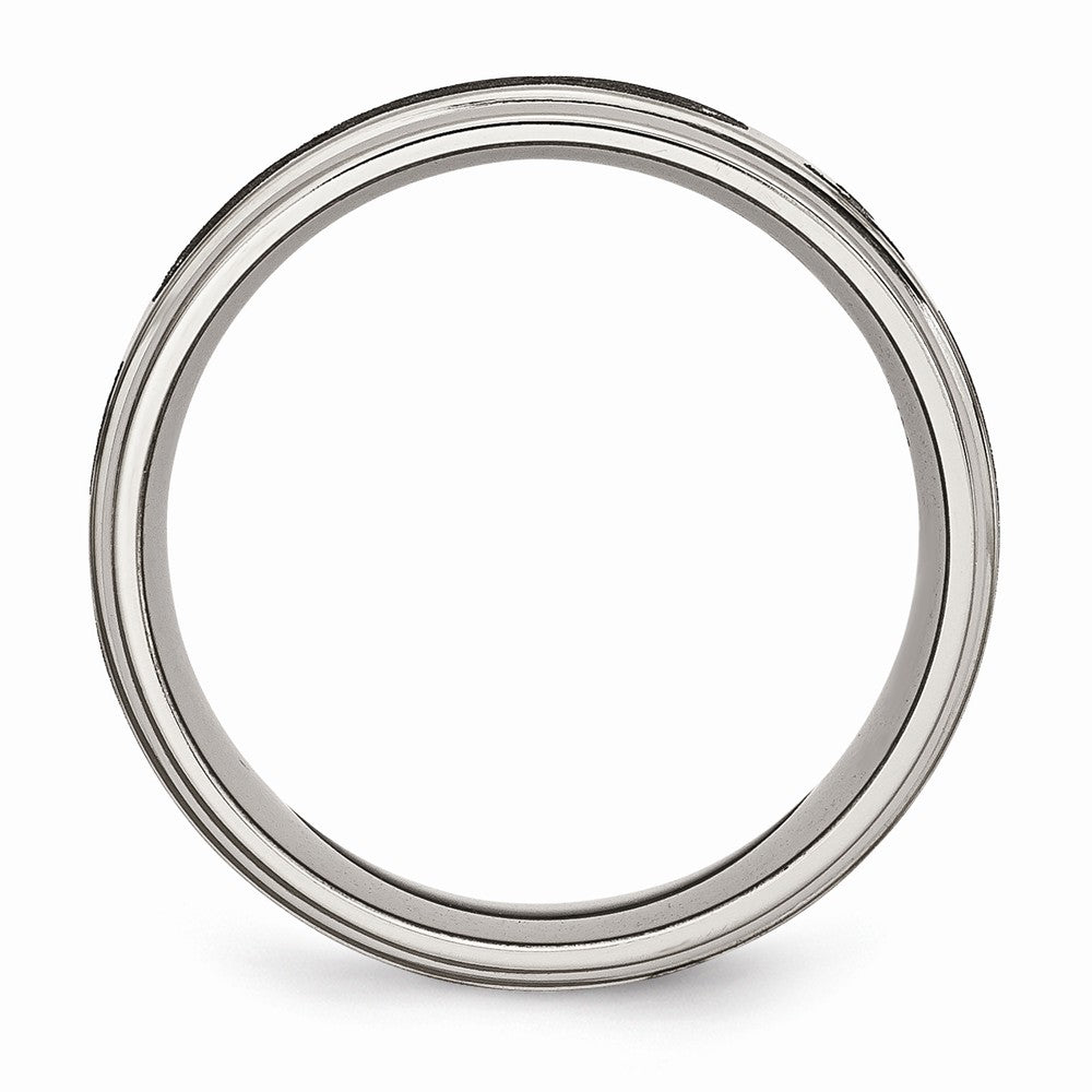 Chisel Titanium Ridged Edge 8mm Laser Design Brushed and Polished Wedding Band