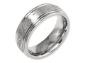 Chisel Titanium Ridged Edge 8mm Laser Design Brushed and Polished Wedding Band