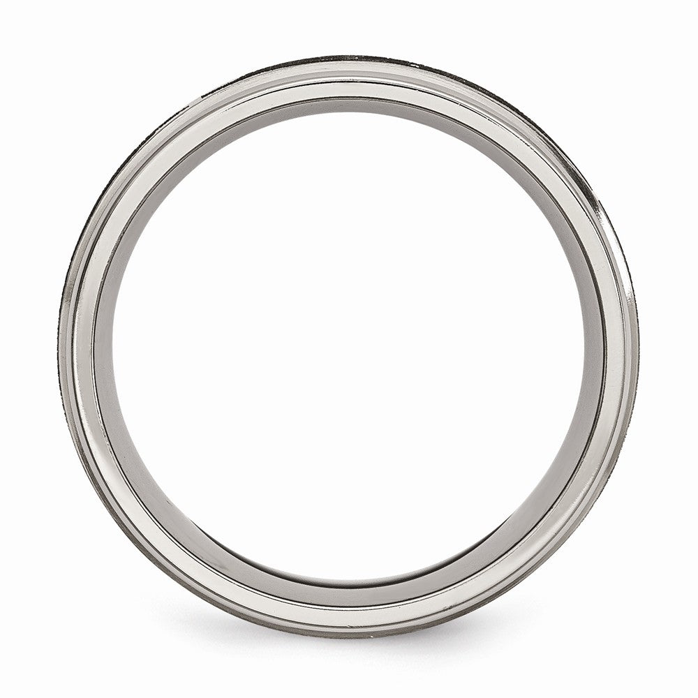 Chisel Titanium Ridged Edge 8mm Laser Design Brushed and Polished Wedding Band