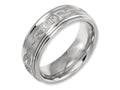 Chisel Titanium Ridged Edge 8mm Laser Design Brushed and Polished Wedding Band