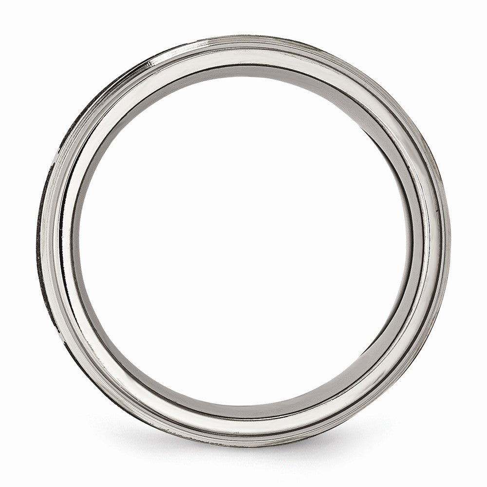 Chisel Titanium Ridged Edge 8mm Laser Design Brushed and Polished Wedding Band