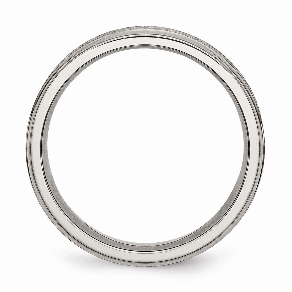 Chisel Titanium Ridged Edge 6mm Satin And Polished Wedding Band