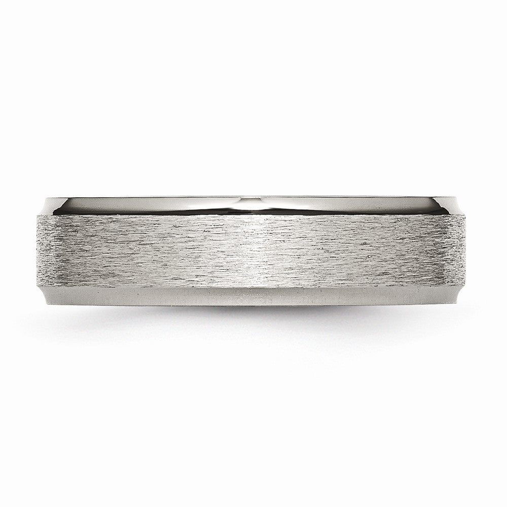 Chisel Titanium Ridged Edge 6mm Satin And Polished Wedding Band