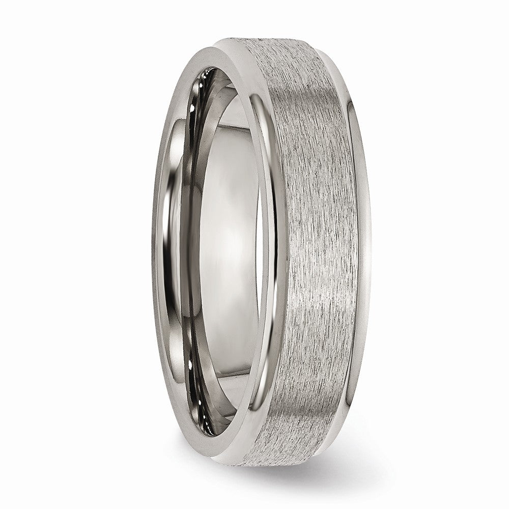 Chisel Titanium Ridged Edge 6mm Satin And Polished Wedding Band