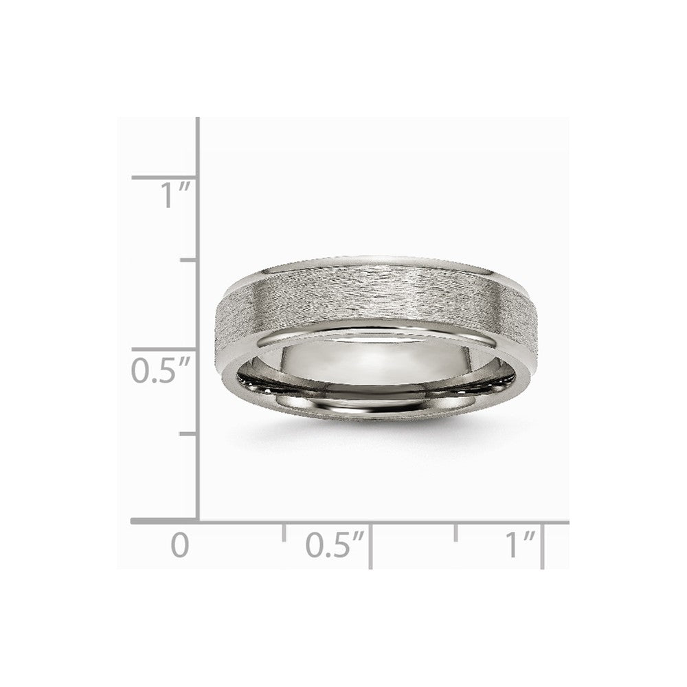 Chisel Titanium Ridged Edge 6mm Satin And Polished Wedding Band
