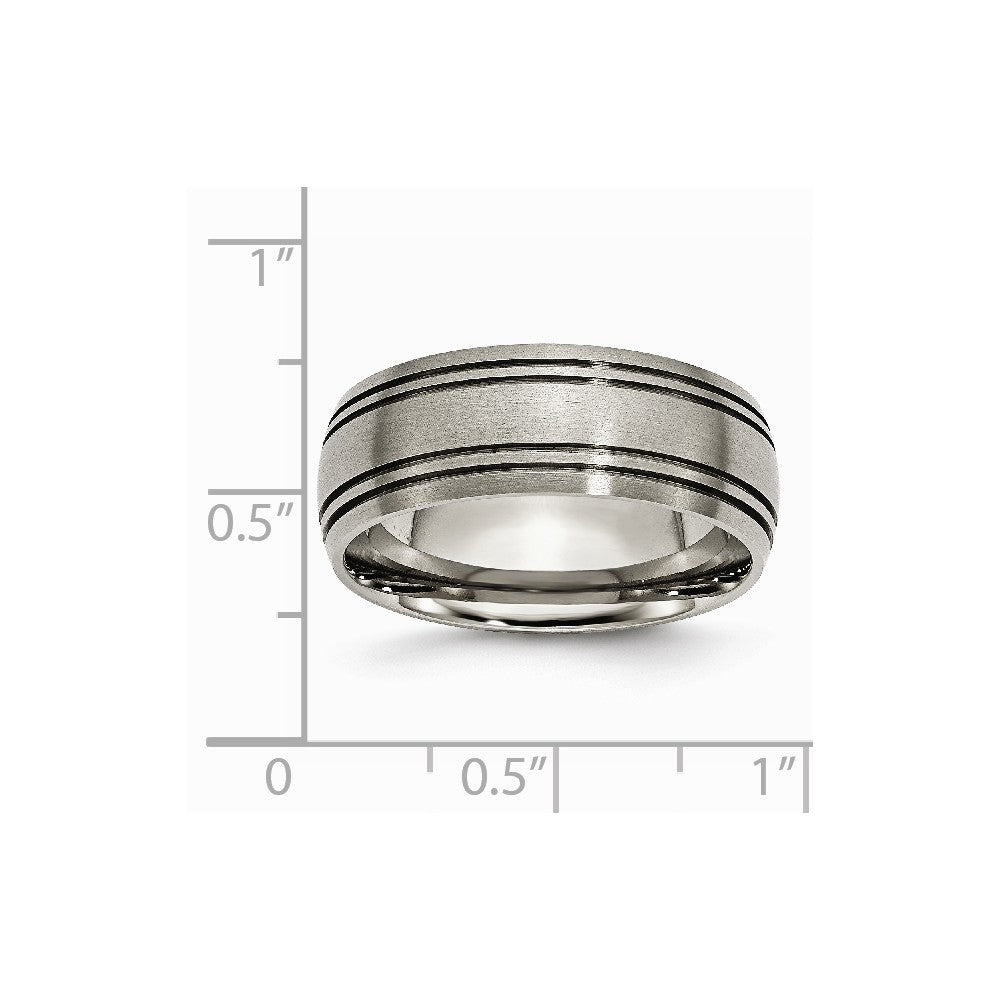 Chisel Titanium Grooved 8mm Satin Wedding Band