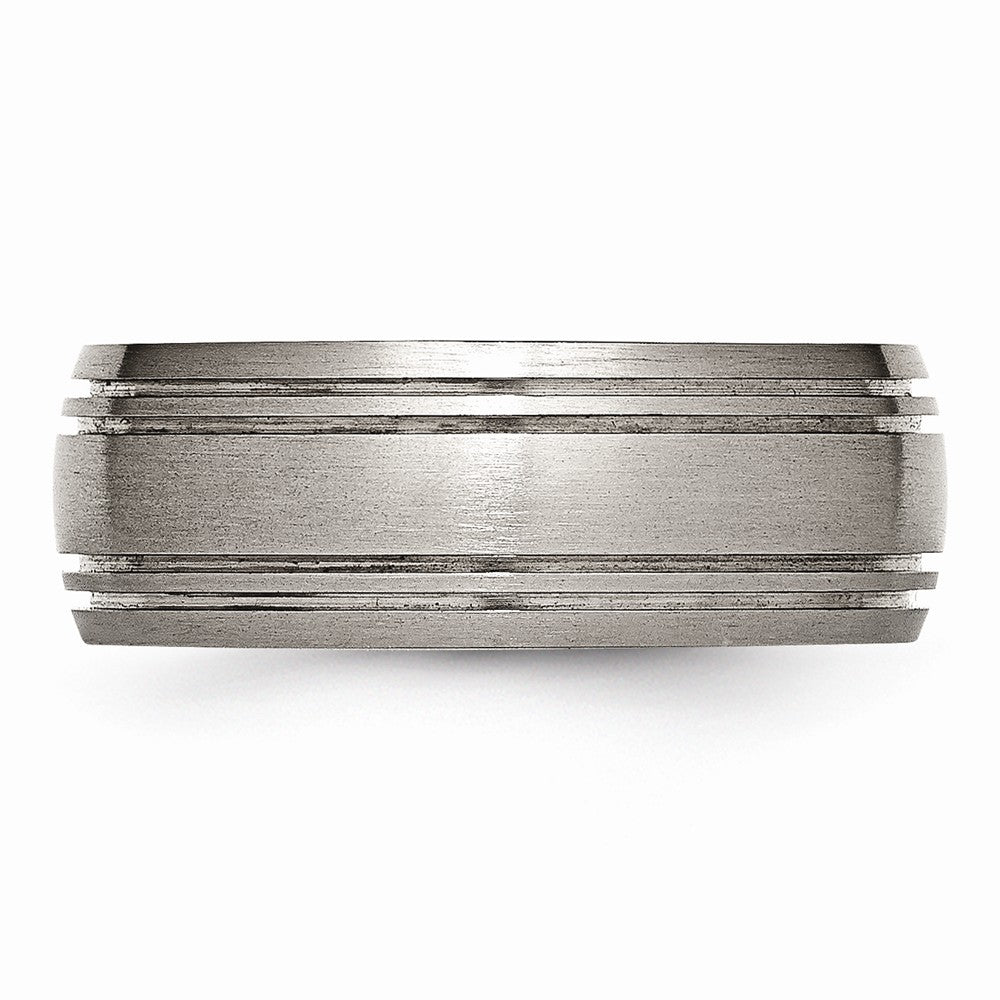 Chisel Titanium Grooved 8mm Satin Wedding Band