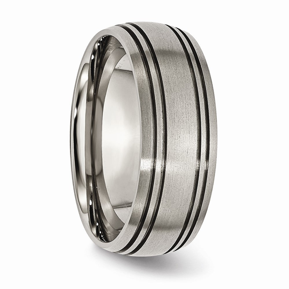 Chisel Titanium Grooved 8mm Satin Wedding Band