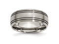 Chisel Titanium Grooved 8mm Satin Wedding Band