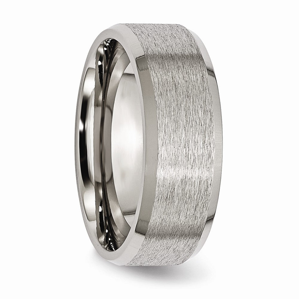 Chisel Titanium Beveled Edge 8mm Satin And Polished Wedding Band