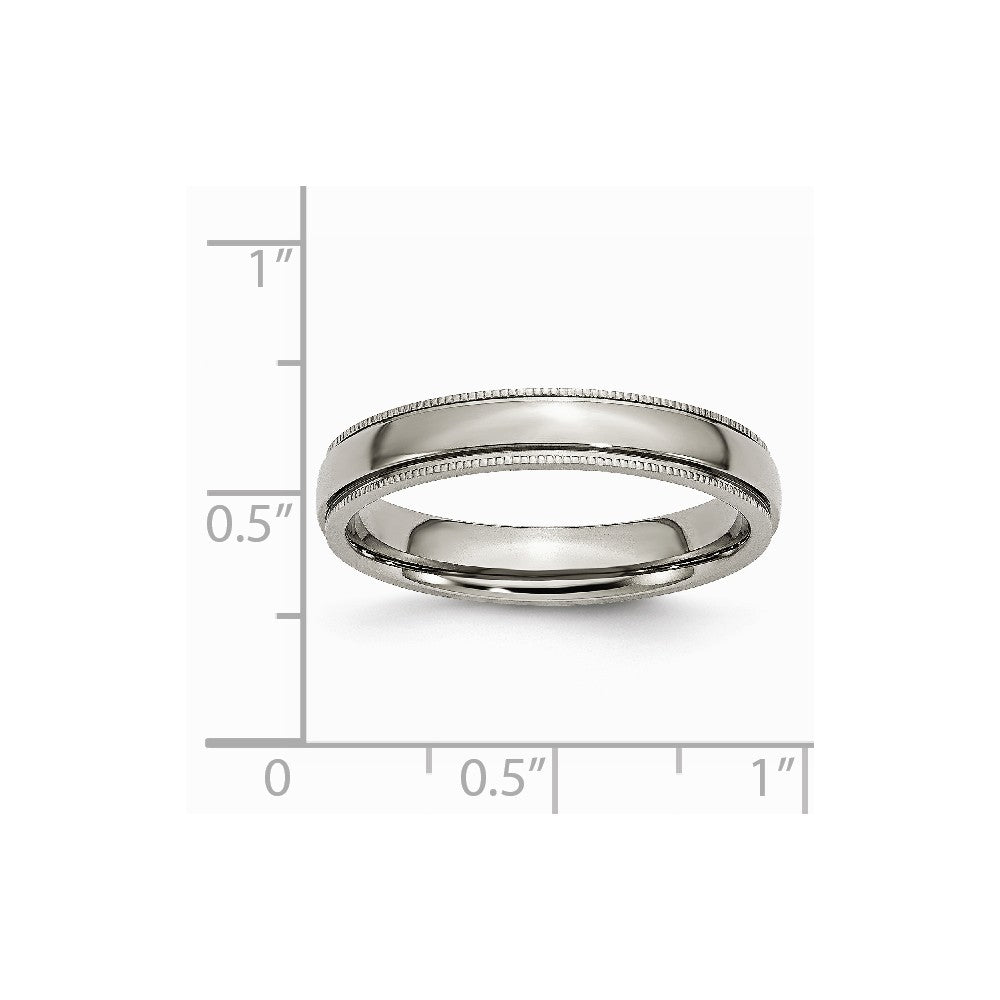 Chisel Titanium Grooved And Beaded Edge 4mm Polished Wedding Band