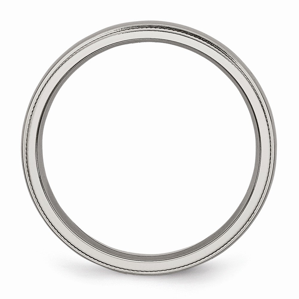 Chisel Titanium Grooved And Beaded Edge 4mm Polished Wedding Band
