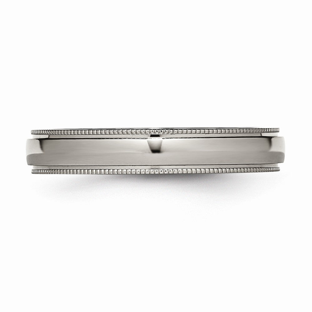Chisel Titanium Grooved And Beaded Edge 4mm Polished Wedding Band