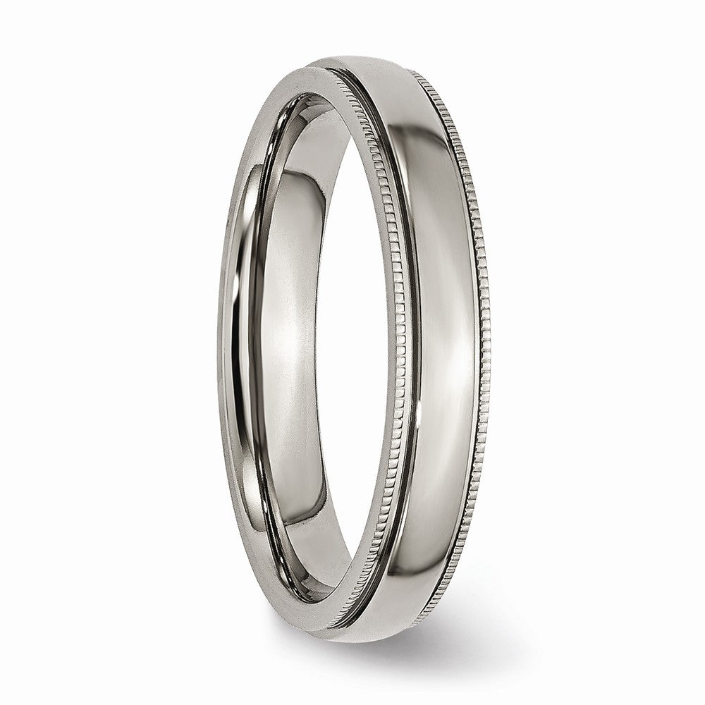Chisel Titanium Grooved And Beaded Edge 4mm Polished Wedding Band