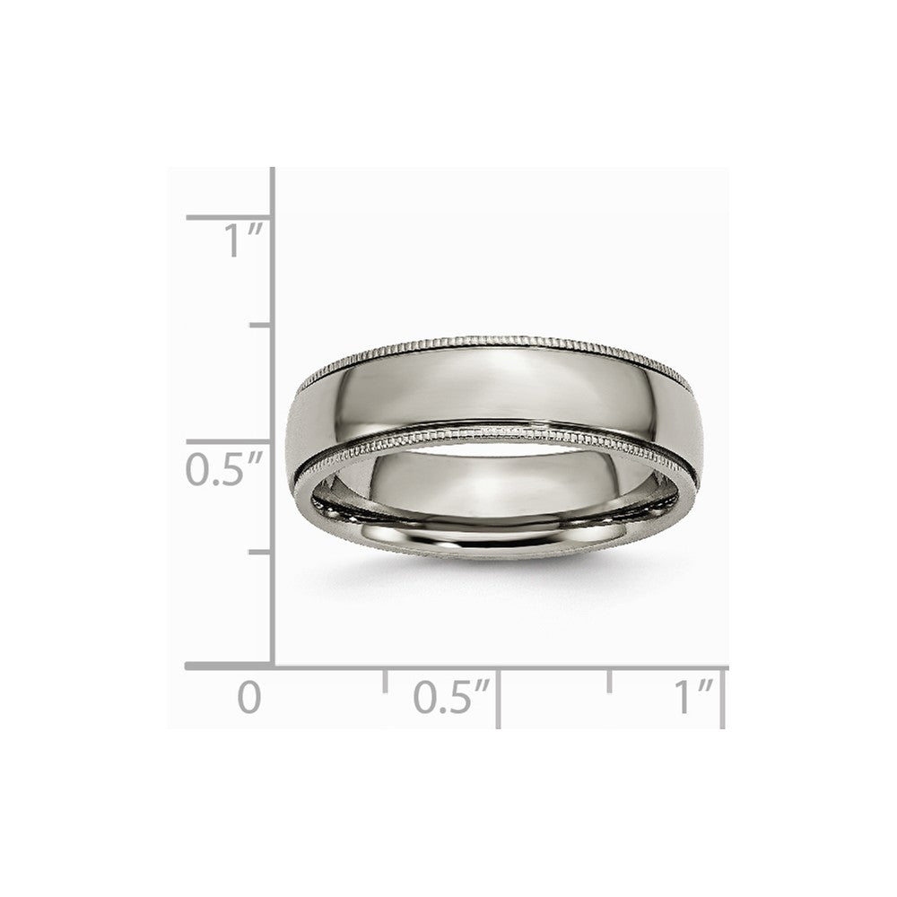 Chisel Titanium Grooved And Beaded Edge 6mm Polished Wedding Band