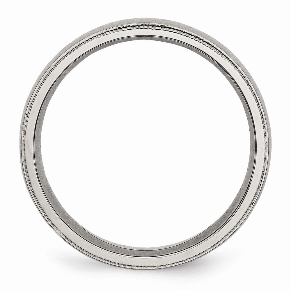 Chisel Titanium Grooved And Beaded Edge 6mm Polished Wedding Band