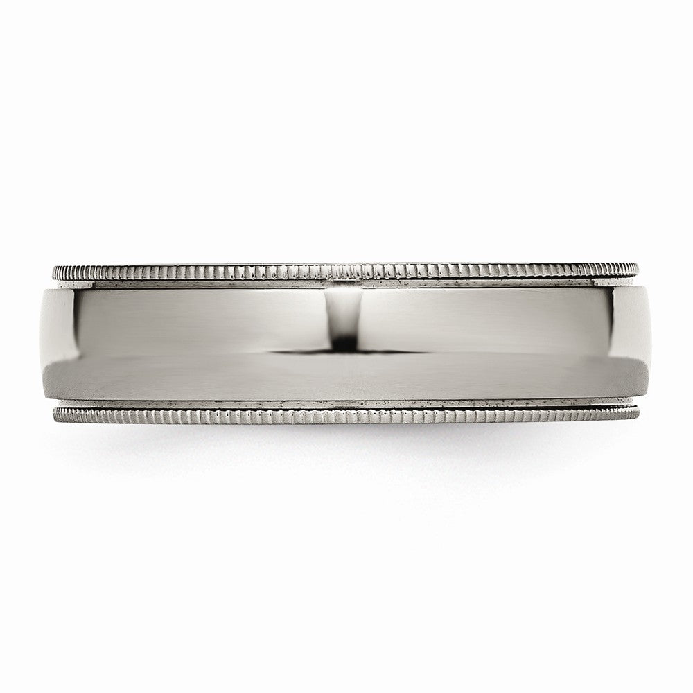 Chisel Titanium Grooved And Beaded Edge 6mm Polished Wedding Band