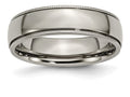 Chisel Titanium Grooved And Beaded Edge 6mm Polished Wedding Band