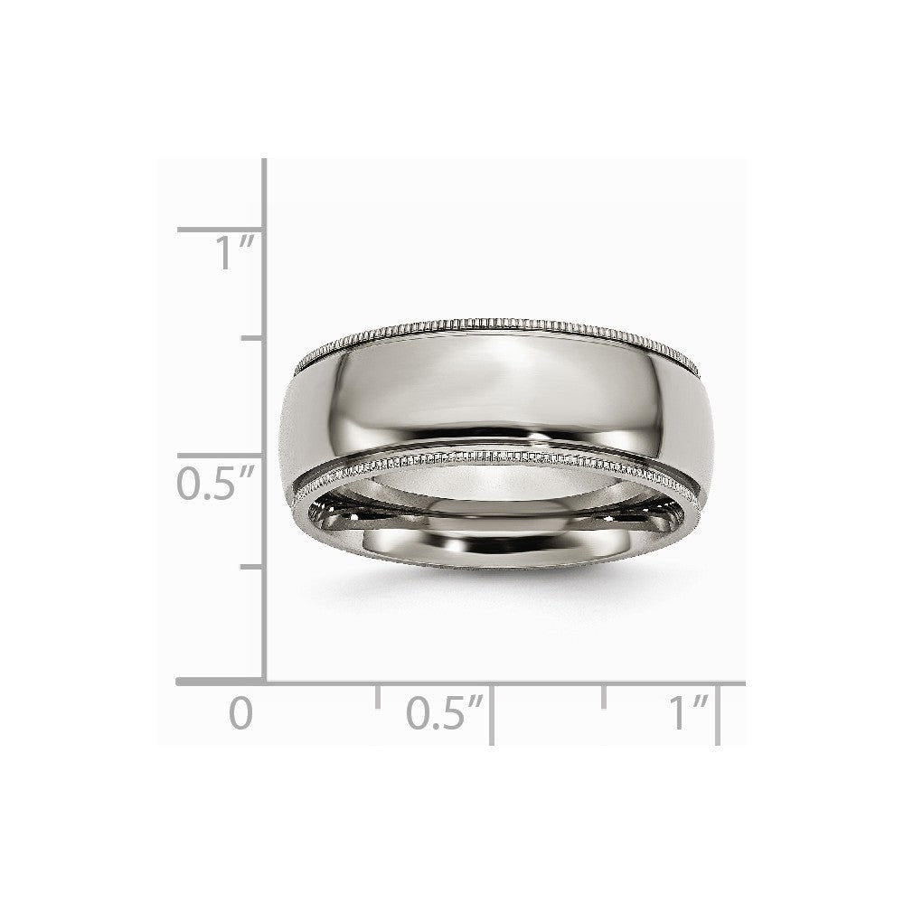 Chisel Titanium Grooved And Beaded Edge 8mm Polished Wedding Band