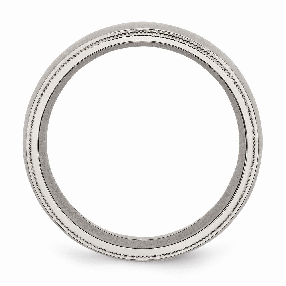 Chisel Titanium Grooved And Beaded Edge 8mm Polished Wedding Band