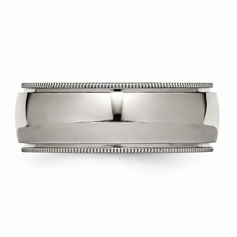 Chisel Titanium Grooved And Beaded Edge 8mm Polished Wedding Band
